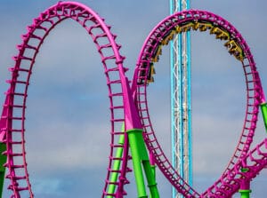 The The Millennium rollercoaster ride at Fantasy Island theme park, Skegness