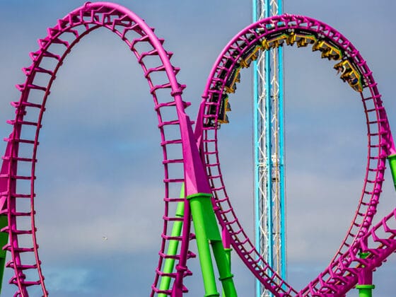 The The Millennium rollercoaster ride at Fantasy Island theme park, Skegness