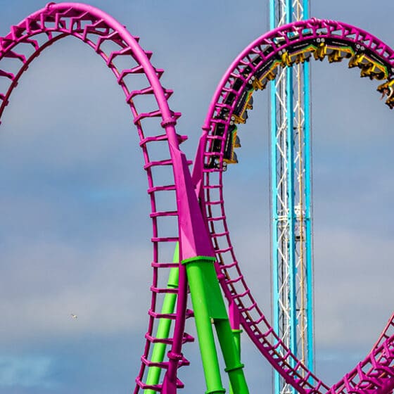 The The Millennium rollercoaster ride at Fantasy Island theme park, Skegness