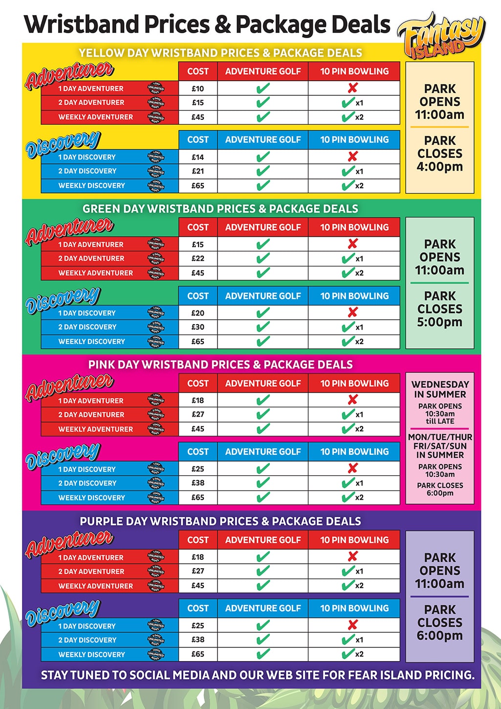 Rides Calendar & Prices Fantasy Island