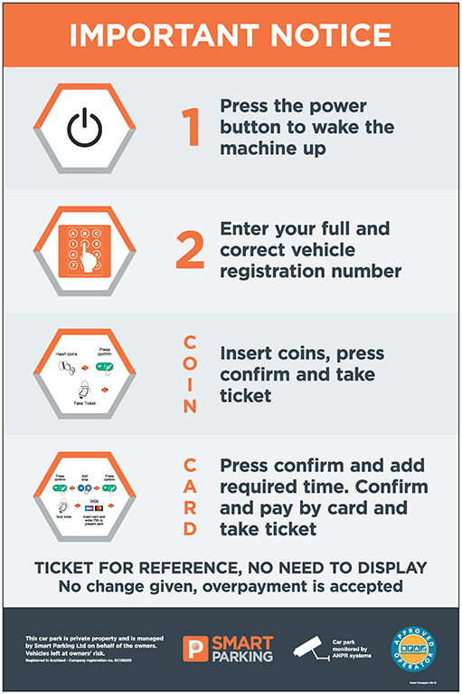 Smart parking pay and display instructions for Fantasy Island's car parking