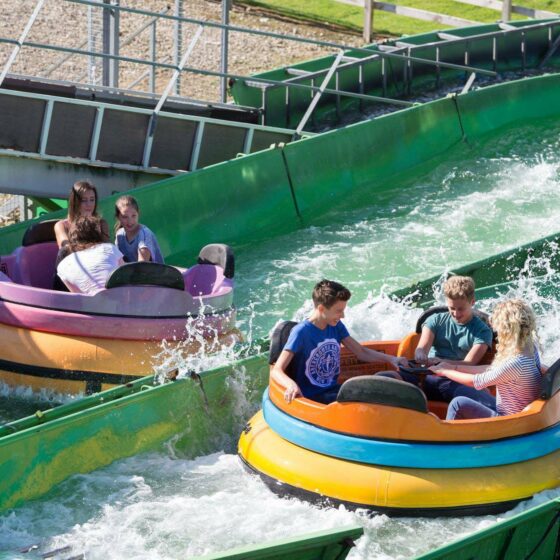 People riding the Wild River Rapids at Fantasy Island Ingoldmells