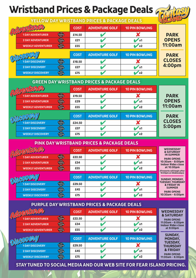 Fantasy Island's 2023 seasonal deals and promotions for the theme park, rides and attractions Skegness